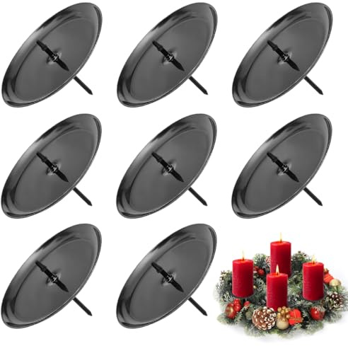 8 Pezzi Portacandele Corona Avvento Natale, 6 cm Portacandele per Corona dell'Avvento, Supporto per Candele Portacandele Natalizio per Ghirlanda Casa Matrimonio Natale
