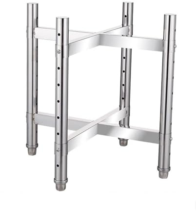 Kraftigt rostfritt stål mobilt grytställ med hjul bärbar soppgryta stativ för restaurang kök bar garage 35 x 53,5 cm silverfinish