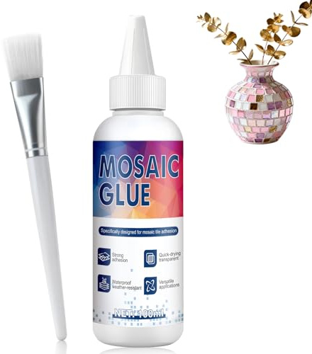 NoxGule Colla Mosaico, Colla per Vetro, Colla per Ceramica, Resistente e Resistente, Rapida Polimerizzazione, Adatto a Vari Materiali per Mosaici, Tra Cui Vetro, Ceramica, Pietra e Plastica, 100ml