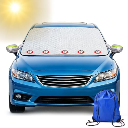 Parasol para Parabrisas De Coche 160x116 cm – Cubierta Magnética para Parabrisas, Protección Solar Verano con Aislamiento UV & Térmico, Adecuado para Sedanes, SUV Y Furgonetas