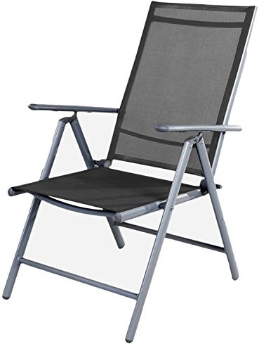 Mojawo Gartenstuhl Hochlehner 7 Pos verstellbar klappbar Klappstuhl witterungsbeständig Aluminium wetterfest Silber/anthrazit