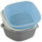 Annkky 3-Pack Small Washing Basin, 12'' Square Plastic Washing up Bowl, Blue Gray Beige
