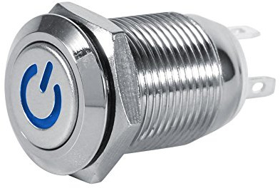 Interruttore a pulsante LED 12V 3A, Pulsante di accensione impermeabile in metallo 12mm Tipo momentaneo Rosso, verde, blu, bianco