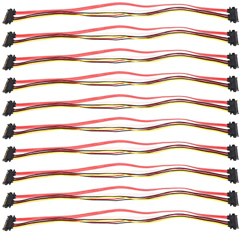 Lazmin112 10pcs Sata Cable 7+15Pin Male to Female 22 Pin Data Power Extension Cable,Slimline Sata Data and Power Combo Extension Cable for External Hard Disk Data Transmission