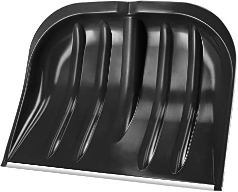 KADAX Pala de nieve de 49 cm de ancho, pala de nieve sin tallo, pala de nieve, pala de plástico, pala de nieve (1, negro con borde de aluminio)