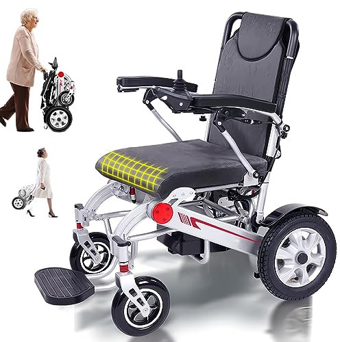 Bueuwe Leicht Rollstuhl Elektrisch Faltbar Elektrorollstuhl, Elektrischer Rollstuhl für die Wohnung, Elektrische Rollstühle für Erwachsene, 20A Lithium Batterie, Autonomie 30 km, 26 kg