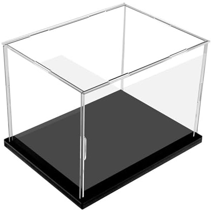 IDAFSA Clear Acrylic Display Case, Assemble Cube Display Box Stand with Black Base, Dustproof Protection Showcase for Collectibles Memorabilia Figurines (12x12x12 inch; 30x30x30cm)