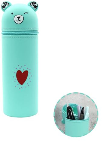 NICEIN Kawaii Federmäppchen, 2-in-1 Stand Mäppchen mit Reißverschluss, Niedliches Cartoon Tier Federmappe, Federtasche für Schülerin Teenager Mädchen, Große Pencil Case, Aesthetic Schulbedarf (Grün)