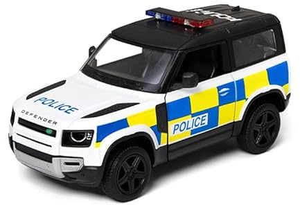 KiNSMART - Land Rover Defender 90 1:36 Scale 5 Die Cast Metal Model Toy SUV (Police Edition)