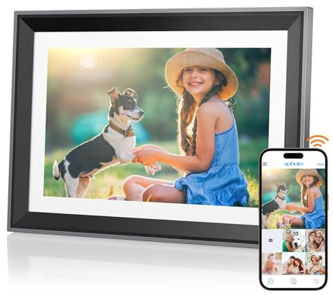 YAXTIFIU Digitaler Bilderrahmen WLAN 10.1 Zoll, Elektronischer Bilderrahmen 1280x800 HD IPS LCD-Touchscreen, Automatische Rotation, Eilen von Fotos oder Videos über Vphoto APP Muttertagsgeschenk