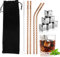Offerta Speciale per Liquidazione – Kit Cannucce Riutilizzabili e Cubetti di Ghiaccio in Acciaio Inox – 4 Cannucce + 6 Cubetti + Spazzolino e Sacchetto