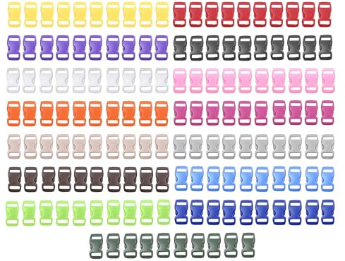 HUAZIZ 150st sidofrigivningsplast minispännen 9mm, plastspännen med sidofrigivning, 10mm minispännen för paracord-armband, kattkoll, vävband, ryggsäckstillbehör, tält