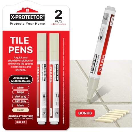 X-Protector Water Based Grout Marker - 2 PCS with 8 Tips, Cream