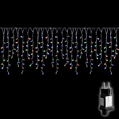 SALCAR Guirnalda de luces LED para exteriores, 5 m, 200 LED, para interior de Navidad, con 8 modos, temporizador y función de memoria, resistente al agua, iluminación navideña para exterior, para