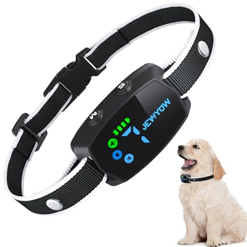Jewyow Collar Antiladridos para Perros, Collar Antiladridos Recargable Inteligente para Perros Pequeños y Grandes, 7 Sensibilidades Ajustables, 3 Modos, Resistente al Agua IP67