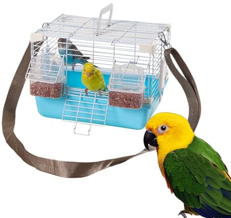 Jaula para pájaros, caja de transporte portátil para periquitos, con bandeja extraíble y asa, para visitas al médico de aves y suministros de animales