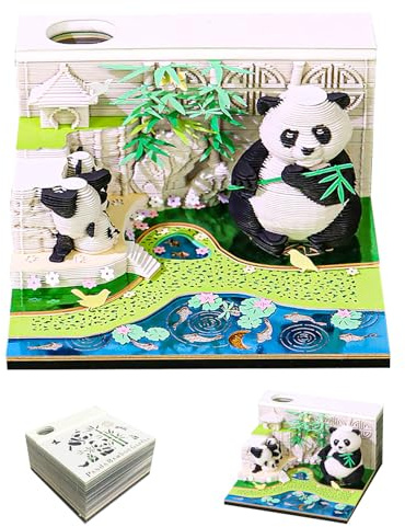 Calendrier 3D 2026 détachable, bloc-notes 3D, calendrier de table, sculpture créative en papier 3D avec boîte d'affichage transparente, calendrier hebdomadaire 3D avec porte-stylo, décoration de