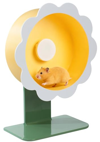 Hamster Wheel Super-Silent Hamster Exercise Wheels- Quiet Spinner Hamster Running Wheels with Adjustable Stand for Hamsters Gerbils Mice Or Other Small pet (Yellow, Large)