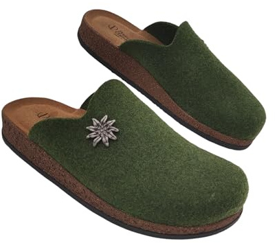 Originali Zoccoli Alpini, Ciabatte Uomo e Donna Invernali, Calde Sabot Tirolesi in Lana Cotta, 100% Made in Italy (Muschio, Sistema Taglie Calzature EU, Adulto, Uomo, Numero, Media, 43)