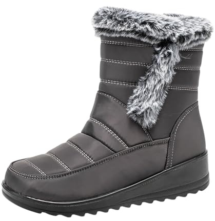Generisch 2026 botines mujer pareja hombres mujeres invierno impermeable cuñas cremallera mantener caliente botas de nieve cómodas botas medias zapatos, gris, 40 EU