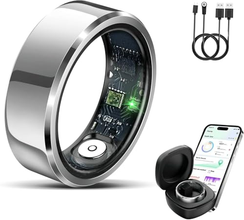 VIHBRAI Anillo inteligente para iOS/Android, AI Fitness Ring con frecuencia cardíaca, oxígeno en sangre, anillo inteligente para Android iOS, resistente al agua