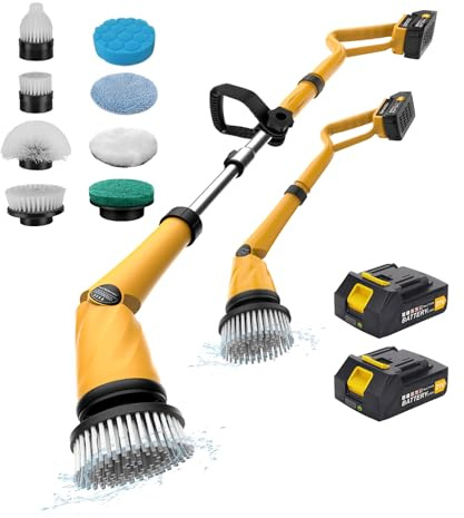 Qimedo Scrubber eléctrico 1500 RPM Power Scrubber con batería Recargable Cepillo de Limpieza eléctrico con 8 Cabezales Intercambiables para Ducha, baño, Suelo y Fregadero