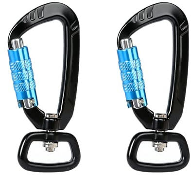 Roterande karbinhake, 2 stycken 85 mm säkerhetskabiner med vridbar led av aluminium, 360° roterande rostfri ultralätt karbinhake 400 kg för utomhus hundkoppel klättring camping tillbehör