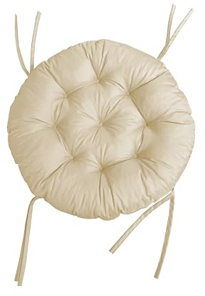 chilly pilley Coussin Rond Impermeable pour Papasan Fauteuil en Rougein Coussin De Fauteuil Jardin Coussin De Siège Matelassé avec Boucles (130cm, Crème)