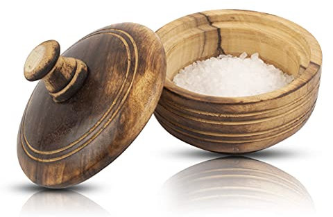 Decorative Rustic Wooden Sugar Bowl With Lid Wide Mouth Candy Treat Jar Spice Jar Holder Condiment Nuts Serving Bowl Pot Salt Spice Herb Loose Leaf Tea Storage Container Novelty Home & Kitchen
