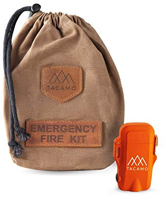 TACAMO Fire Making Bundle (TAC-BNDL-001) | 15-Piece Emergency Fire Making Kit + Dual-Headed Flameless Electric Arc Lighter