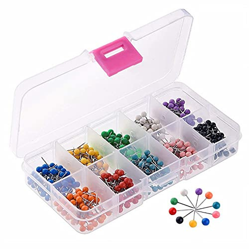 Tiardey 500 pièces épingles de Carte avec têtes colorées tête en Plastique Ronde pour Tableau d'affichage Carte Marque 10 Couleurs