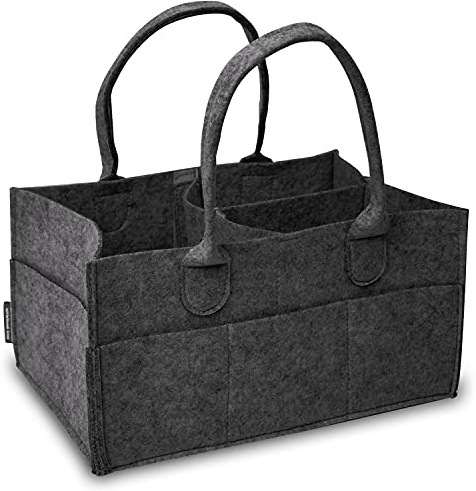 Rubberneck Baby blöja filtväska och förvaringslåda – bärbar skötväska, allroundarrangör av filt (mörkgrå, 33 x 22 x 17 cm)