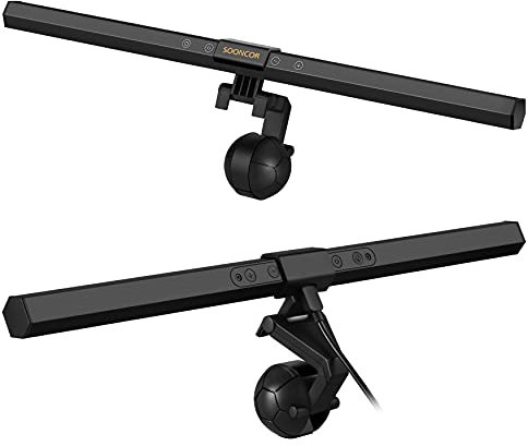 SOONCOR Lampe pour Écran d’Ordinateur PC Moniteur USB Barre Lumineuse à LED dont la Luminosité et la Teinte Réglable avec Lumière de Couleurs Températures Soins Oculaires pour Travail de Bureau