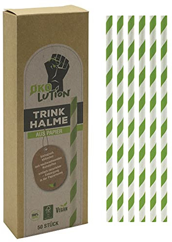 Ökolution Confezione da 50 pezzi di carta usa e getta, lunghezza 20 cm, certificato FSC e compostabile industrialmente, bicolore