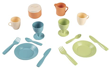 Smoby 7600140606 - Green Servisset av Bioplast - Little Smoby Servisset Tillverkat av Hållbar Bioplast, Perfekta för Fina Picknickar, Tillverkad i Frankrike, Från 18 månader