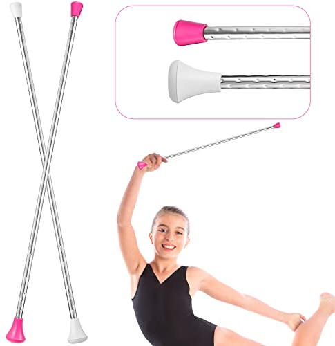 HyDren 2 Pcs Twirling Baton Unisex Gymnastics Dance Metal Baton Marching Band Parade Stick for Talent Shows, Artistic Dancing Twirling(26 Inch,White, Pink)