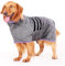 Bibykivn Hundebademantel, Einstellbare Dichtheit Hundebademantel mit Klettverschluss, Schnelltrocknender Hundebademantel für Mittelgroße/Große Hunde (Grau, XL)