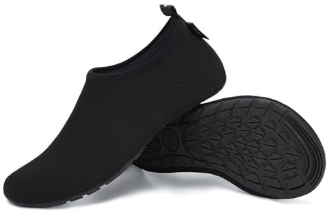 SAGUARO Badeschuhe Herren Wasserschuhe Damen Schwimmschuhe Aquaschuhe Schnell Trocknend Strandschuhe Surfschuhe Leicht Neoprenschuhe Wassersportschuhe Tauchschuhe Sattes Schwarz Gr. 38/39 EU