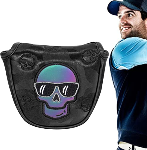 PW TOOLS maillet Golf,Couvre-Chef Skull Mallet Club avec Plaque d'immatriculation | Housses Club Golf à Doublure délicate, Putter Lisse pour Bien protéger Vos Clubs