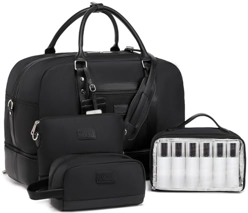 Wogarl Borsa da fine settimana da donna, grande, in tela, borsa da viaggio da viaggio, borsa a tracolla per il fine settimana con scomparto per scarpe, per viaggi, volo notturno, uso quotidiano,