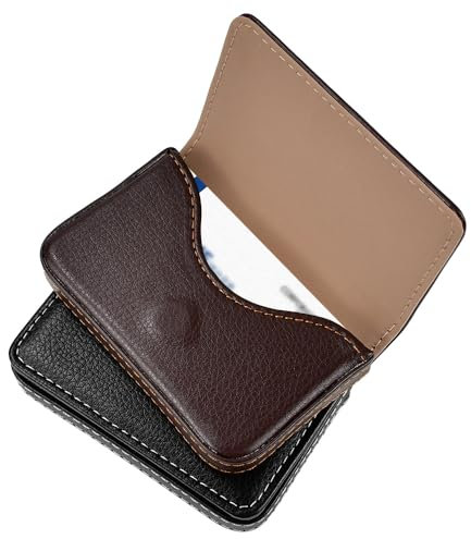 CODIRATO 2 Stücke Visitenkartenetui PU Leder Kartenetui Kunstleder Kreditkartenetui mit Magnetverschluss Leder Scheckkartenhülle Namenskartenhalter Kreditkarten Ausweishülle für Damen Herren