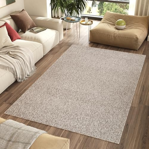 TAPISO Nizza Tapis Poils Courts Antidérapant Lavable Moderne Beige Foncé Moucheté Tapis Salon Chambre Adulte Enfant Cuisine Entrée Oeko-TEX Résistant 200 x 300 cm