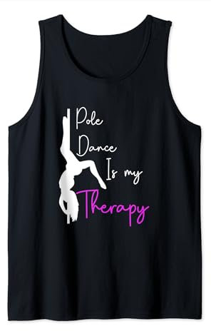 Hobby Sportarten Freizeitsport Freestyle Geschenke Pole Dance Is My Therapy Stangentanz Damen Tank Top Schwarz U-Ausschnitt Ärmellos Klein