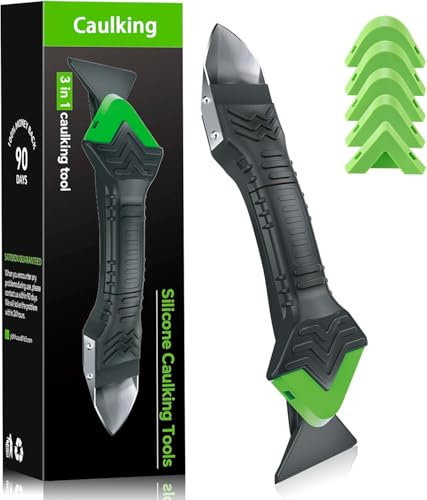 Outils de l'enlève Joint 3 en 1, Enlever Joint Silicone kit de Lisseur de Joints Silicone Grattoir à Coulis avec 6 Tampons Interchangeables, Pour Évier De Fenêtre Cuisine Salle De Bain