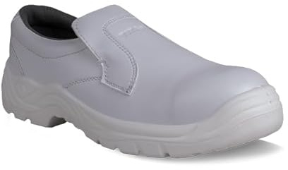 Titan Safety Footwear Protek White Hygiene Slip-On Safety Shoes, Mens Womens Steel Toe Cap Shoes, Kitchen Shoes, Nursing Shoes, Orthopedic Shoes, Non-Slip Work Shoes, Work Utility Footwear – Size 8