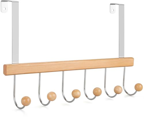 TOPIA HANGER Porte Manteau pour Porte pour Entrée, Crochet de Porte Placard à Suspendre, Patère de Porte sans Percage avec 6 Crochets pour Sacs à Main,Costumes,Vestes,Serviettes,Peignoirs-CT71N