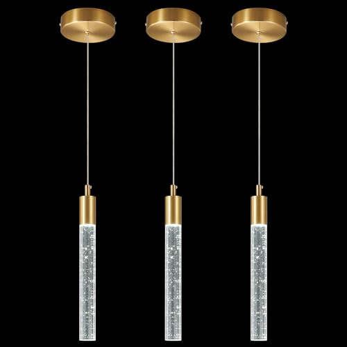 ZPBSJ Moderna lámpara colgante de isla de cocina LED Oro mini lámpara colgante mesita de noche dorada pequeña(3 paquete)