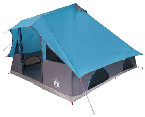 vidaXL Tente Tipi avec Toit Bleu 358 x 296 x 258 cm Taffetas, Tente de Camping pour Jardin et terrasse, tipi Familial, abri Pliable, résistant aux intempéries, Bien spacieux
