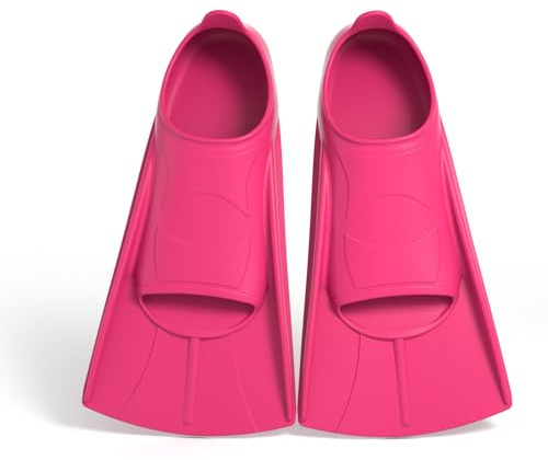 YushengTai Palmes de Natation pour Enfants Adulte, Palmes de Plongée en Silicone, Courtes pour Hommes Femmes Piscine Plage Et Vacances pour Garçons et Filles, Rose, M(36-38)