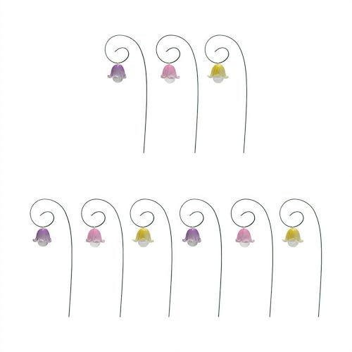 Pali da giardino del mughetto – Decorazione per aiuole in resina multicolore, altezza 17,3 cm, set di ornamenti per giardino, piante in vaso e giardini fatati, decorazione paesaggistica unica (rosa